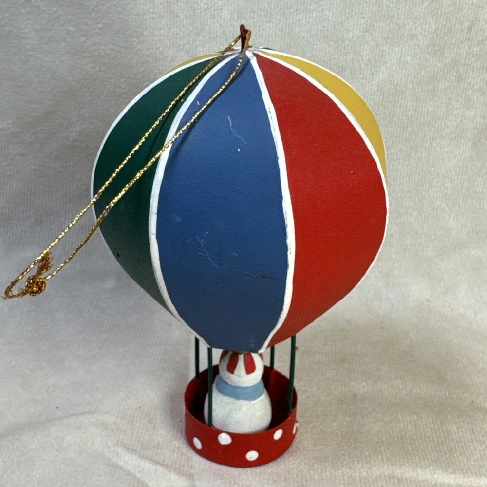 Crate And Barrel Hot Air‎ Balloon Christmas Ornament Snowman